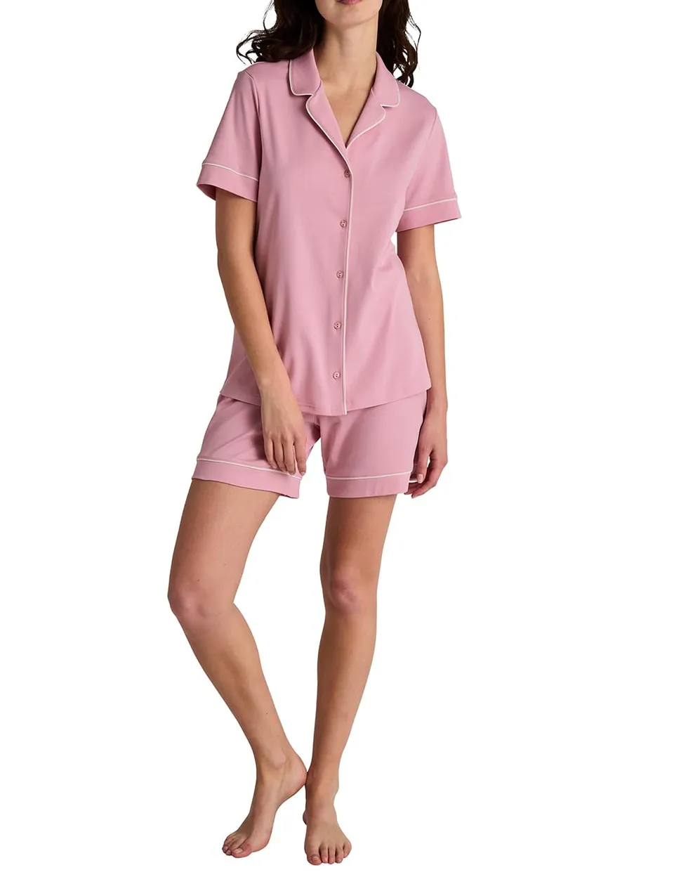 calida-moonlight-dreams-pyjama-damen-kurz-seide-rosa-48-50 image 1