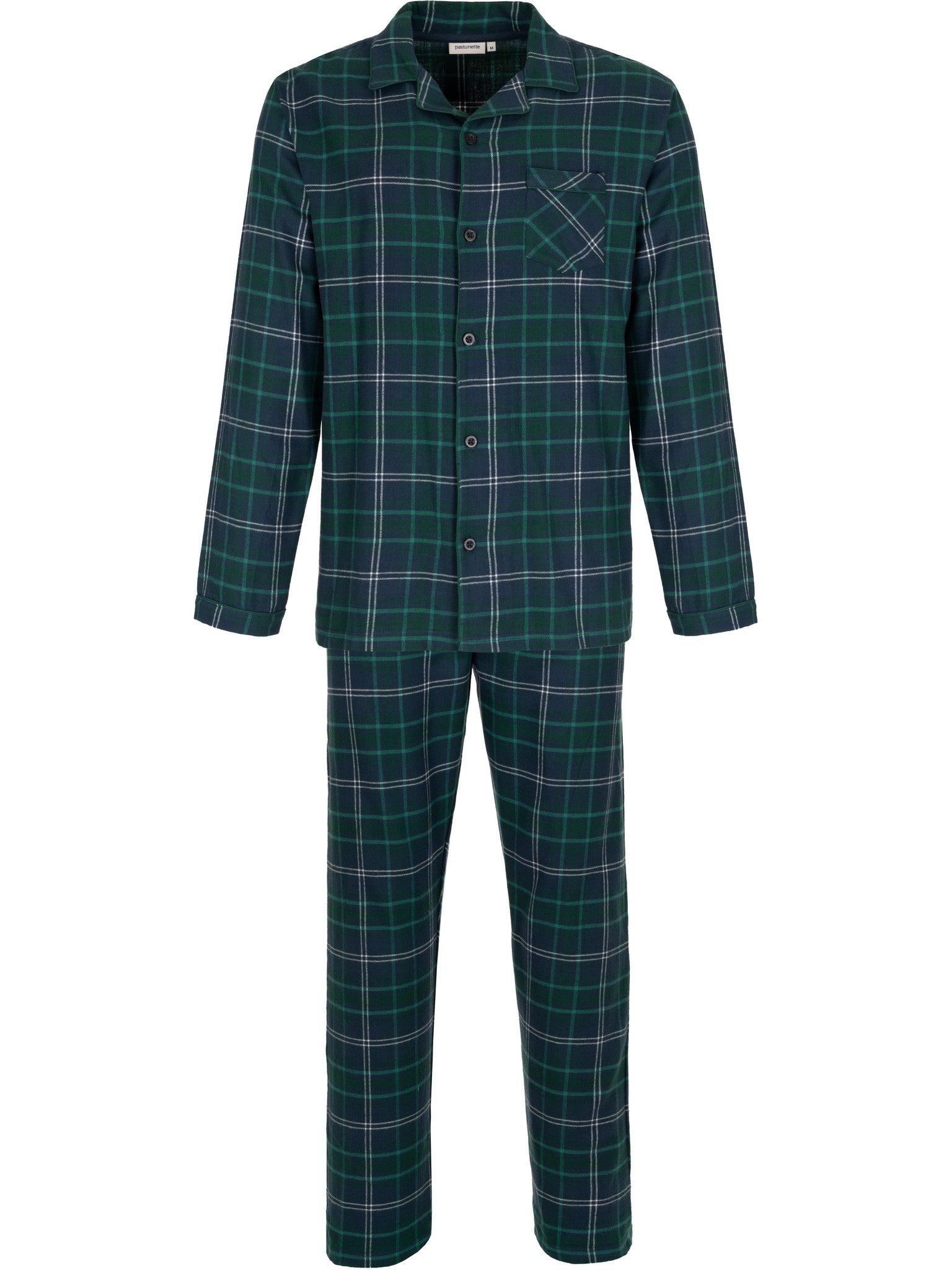 pastunette-lodge-pyjama-gr-n-kariert-flanell-baumwolle image 2