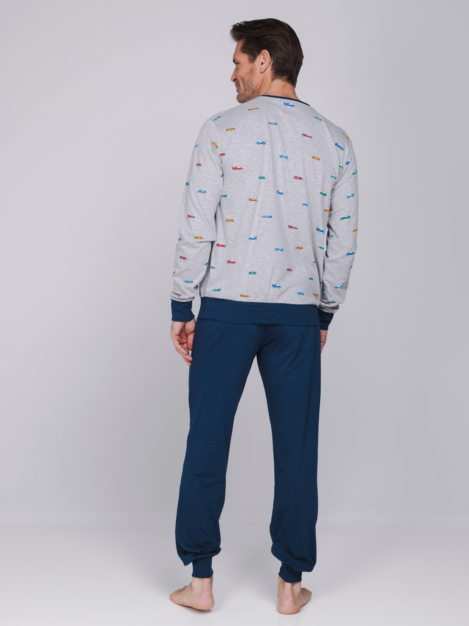 pastunette-night-racer-herren-pyjama-baumwolle-grau-auto image 4