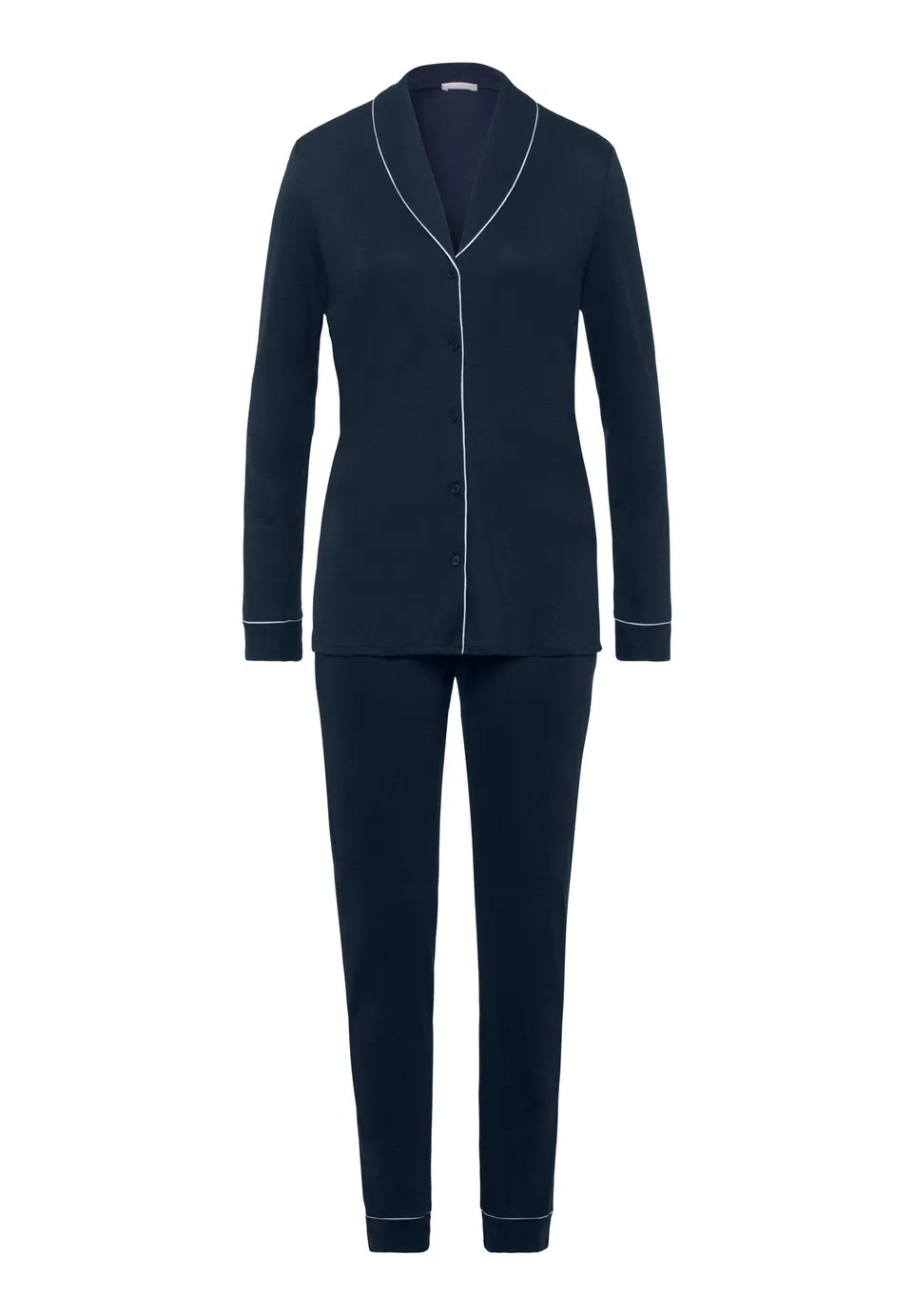 hanro-natural-comfort-pyjama-lang-deep-navy-tencel image 1