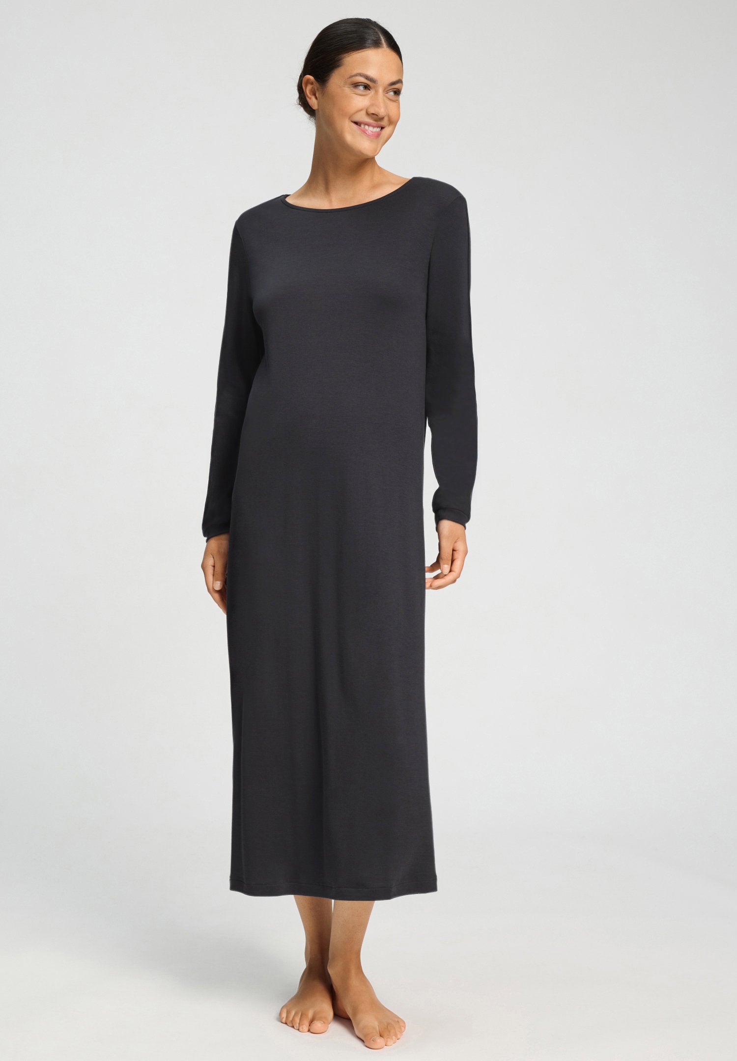hanro-franca-l-slv-nightdress-130cm-nachthemd-phantom image 3
