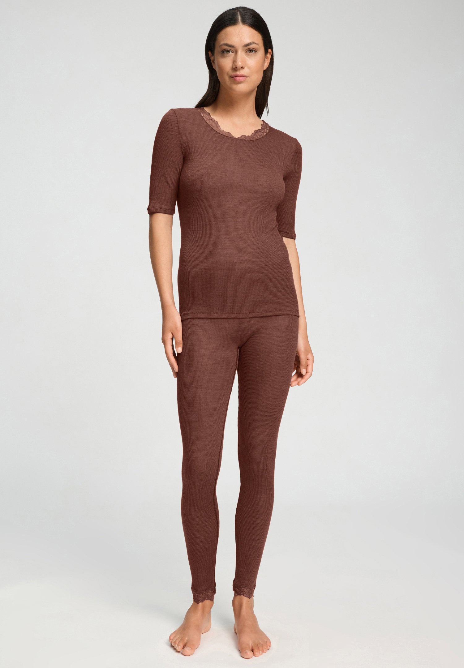 hanro-woolen-lace-070767-kurzarm-shirt-cinnamon-merino image 5