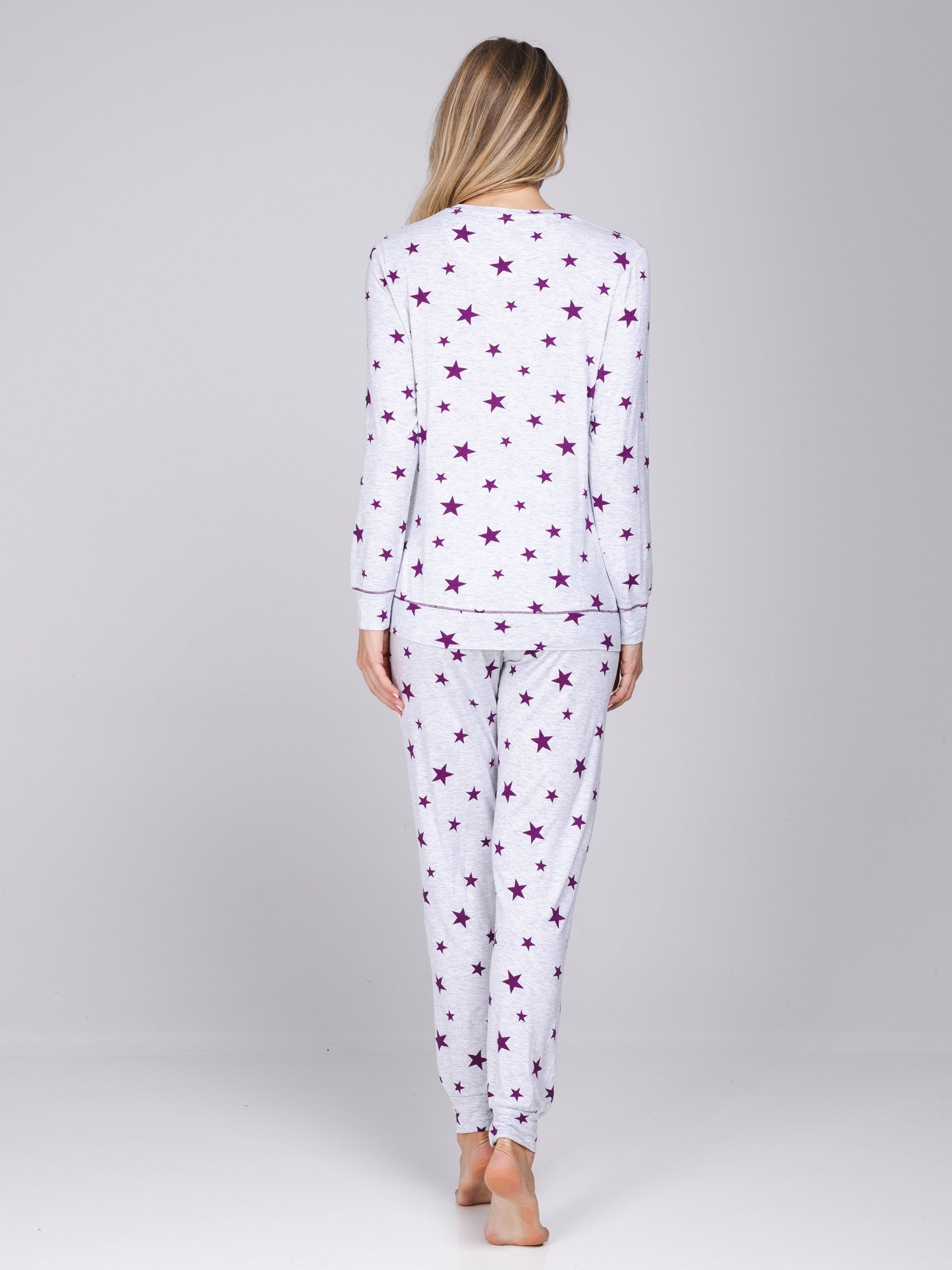myrebelle-starlight-magic-damenpyjama-grau-sterne image 5