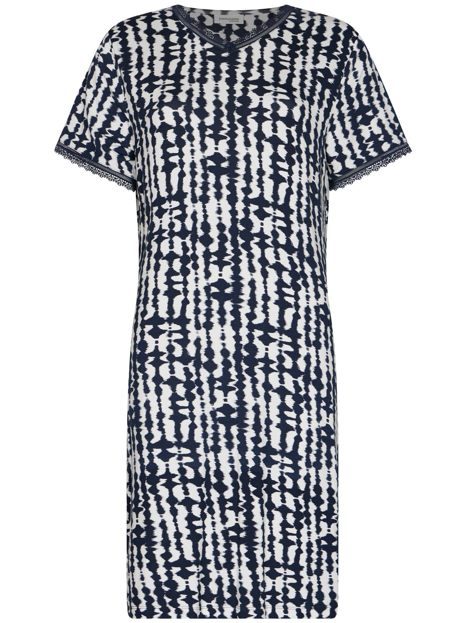 pastunette-premium-indigo-blue-nachthemd-weiss-spitze image 1