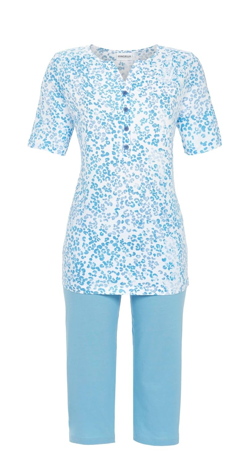 ringella-damen-schlafanzug-kurzarm-capri-leo-bleu-gr-36 image 1