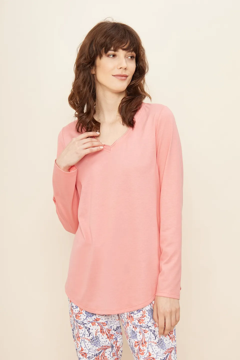 r-sch-be-happy-shirt-langarm-blau-v-ausschnitt image 1
