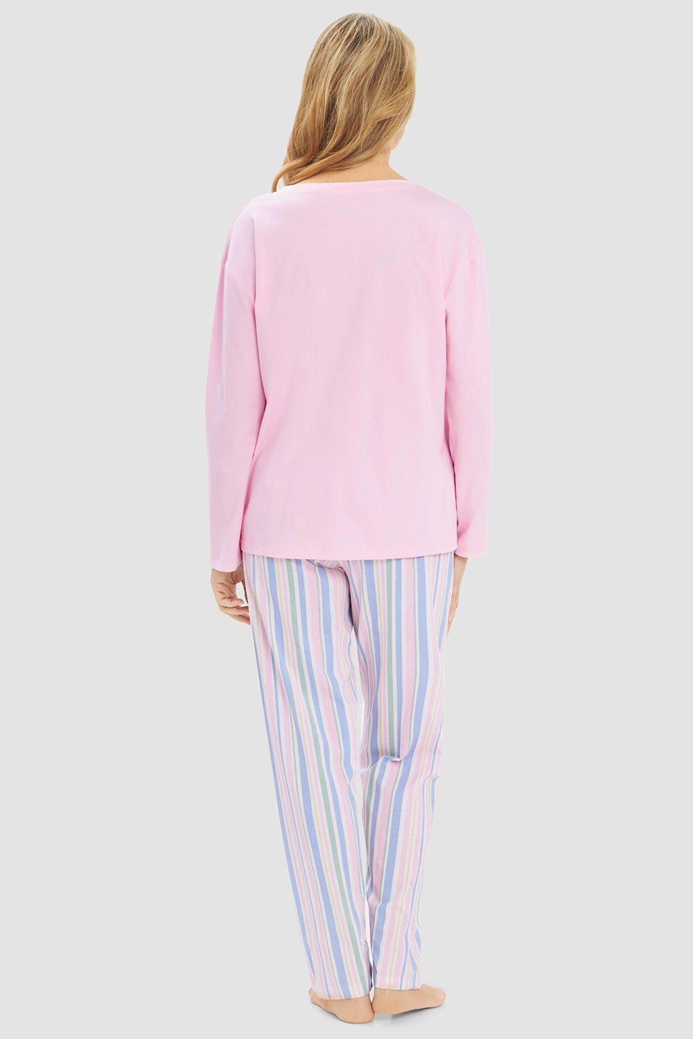 r-sch-be-happy-damen-pyjama-lang-streifen-rosa image 3