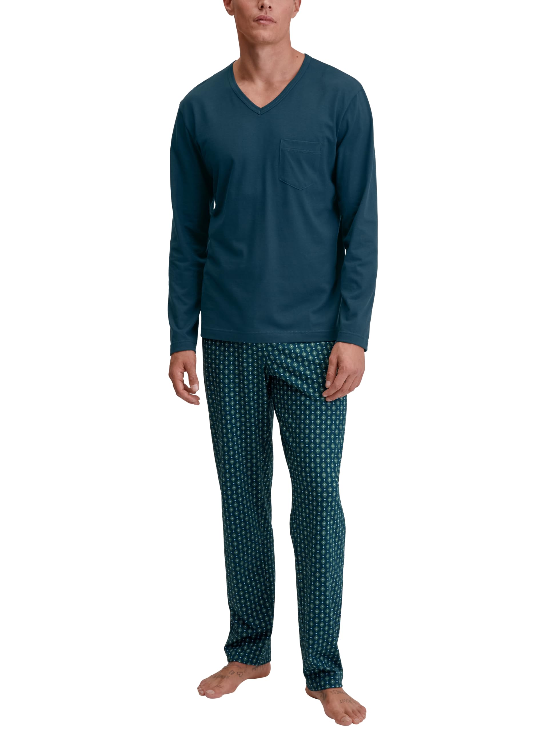 calida-relax-imprint-pyjama-herren-kurz-deep-petrol-print image 6