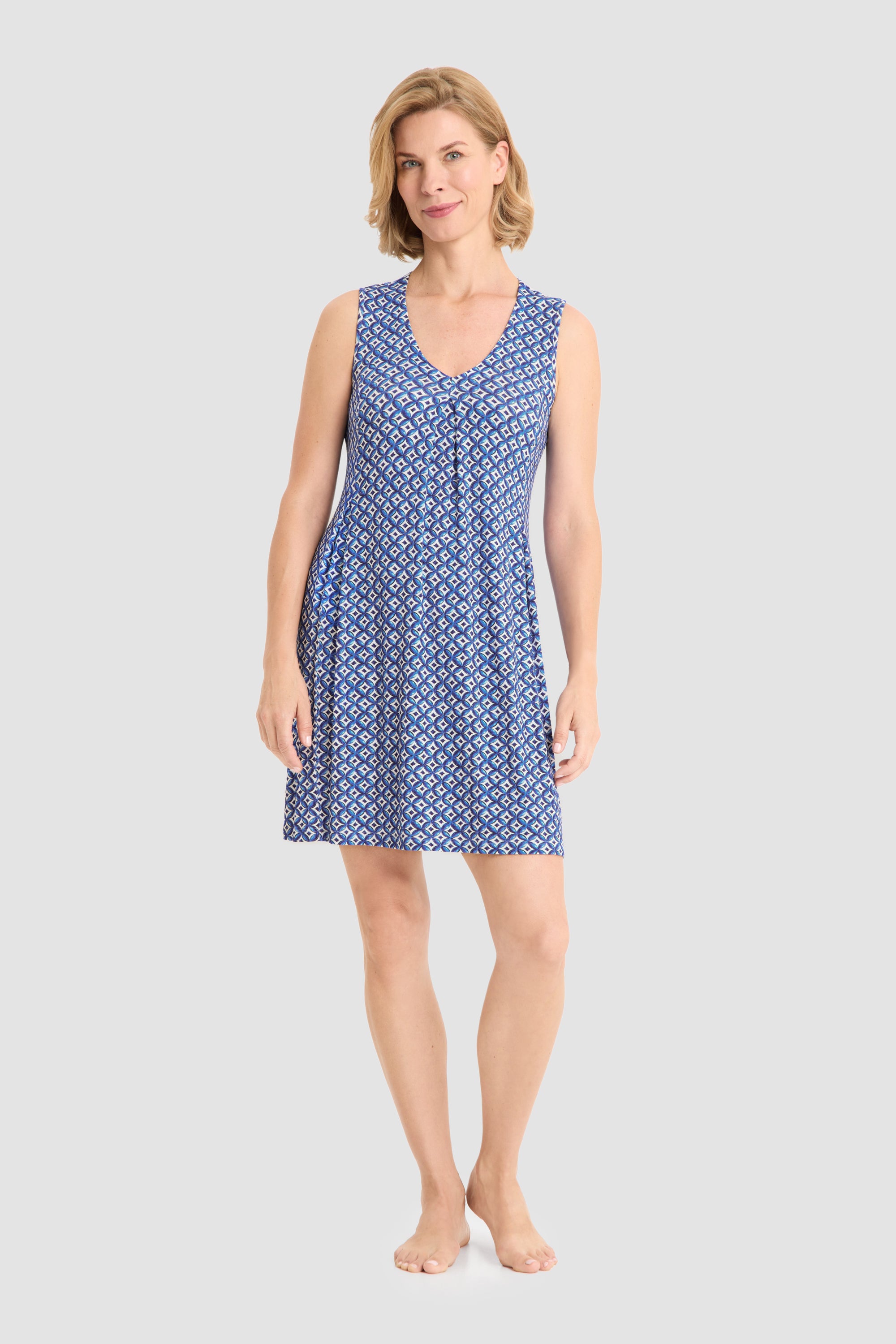 r-sch-be-happy-strandkleid-kurz-blau-minimal-druck image 1
