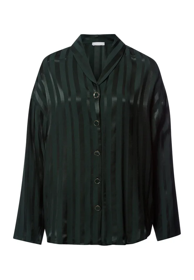 hanro-indra-langarm-shirt-dark-malachite-jacquard image 1