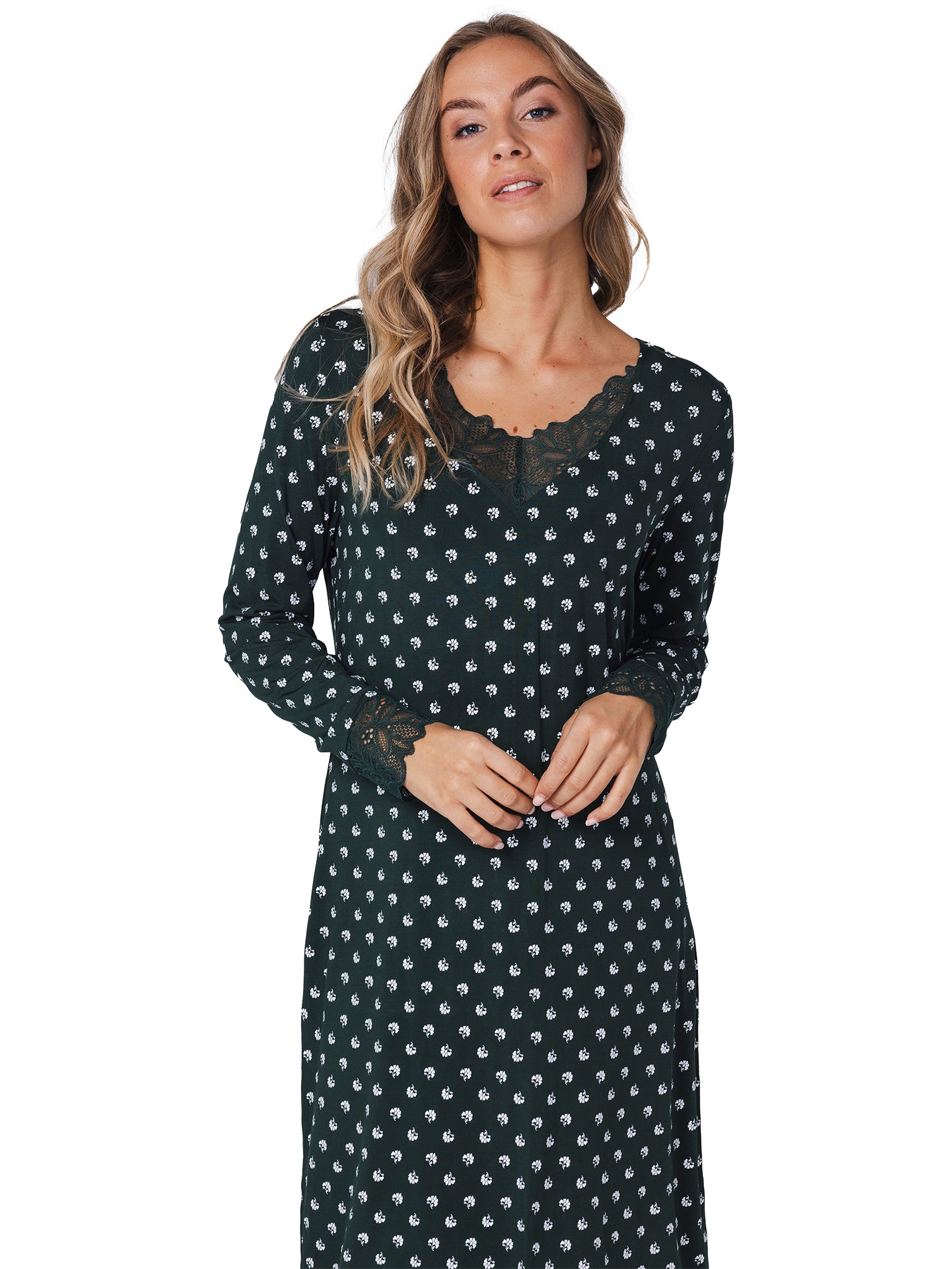 pastunette-premium-emerald-nachthemd-damen-gr-n-modal-spitze image 4