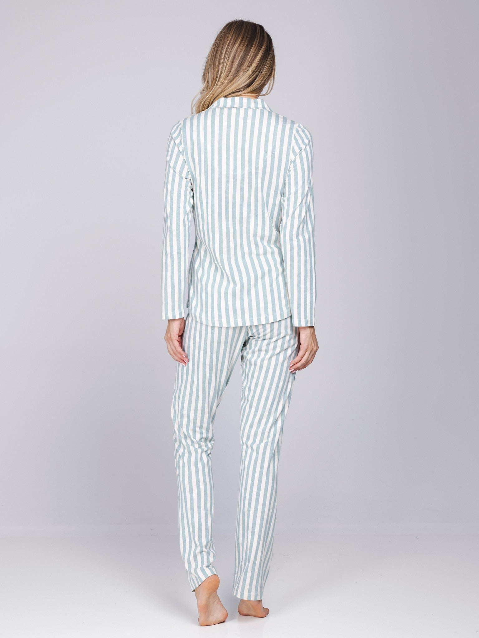 pastunette-nordic-leaf-pyjama-gr-n-gestreift-baumwolle-langarm image 5