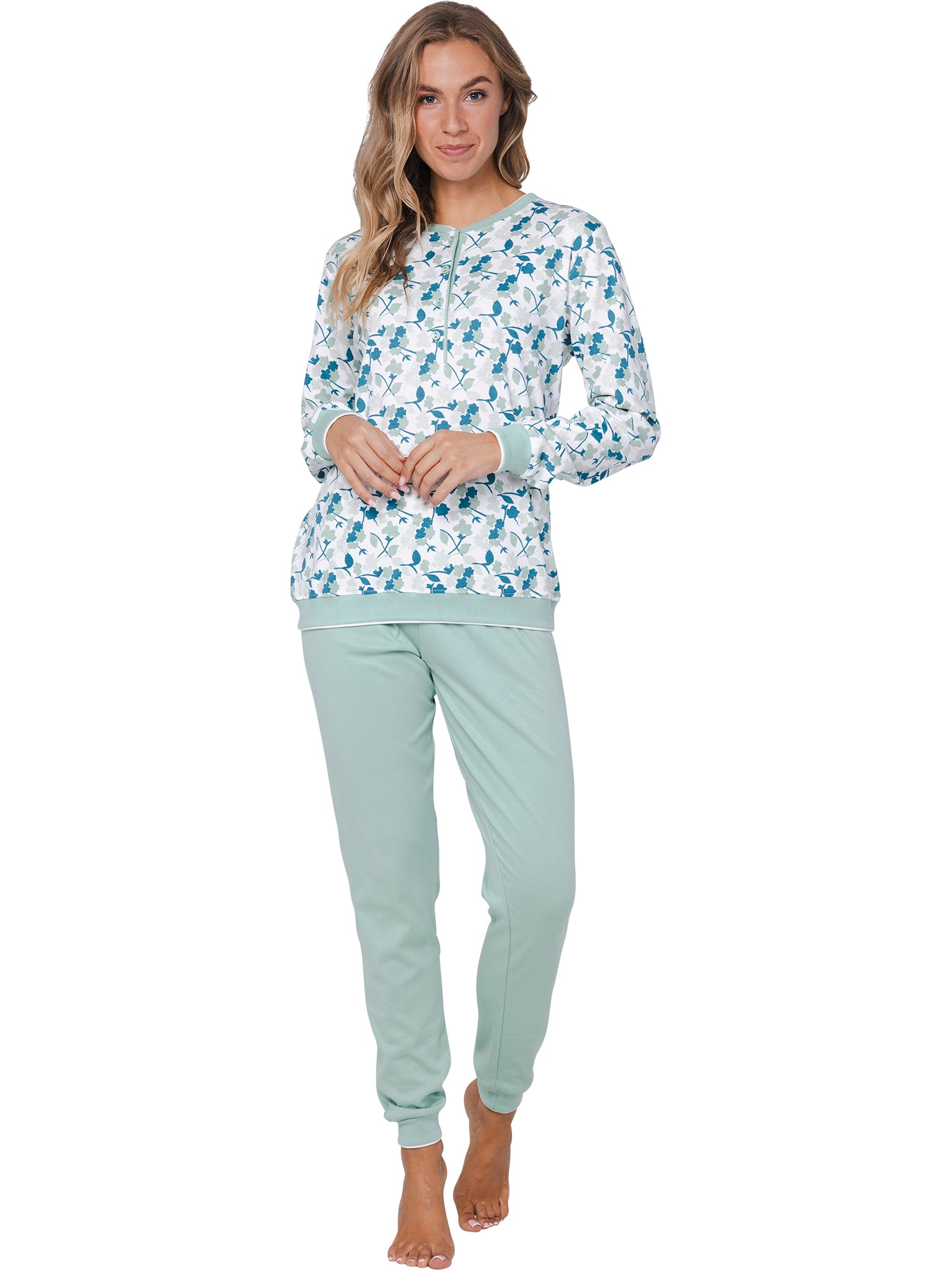 pastunette-sangria-nights-pyjama-gr-n-blumen-baumwolle image 3