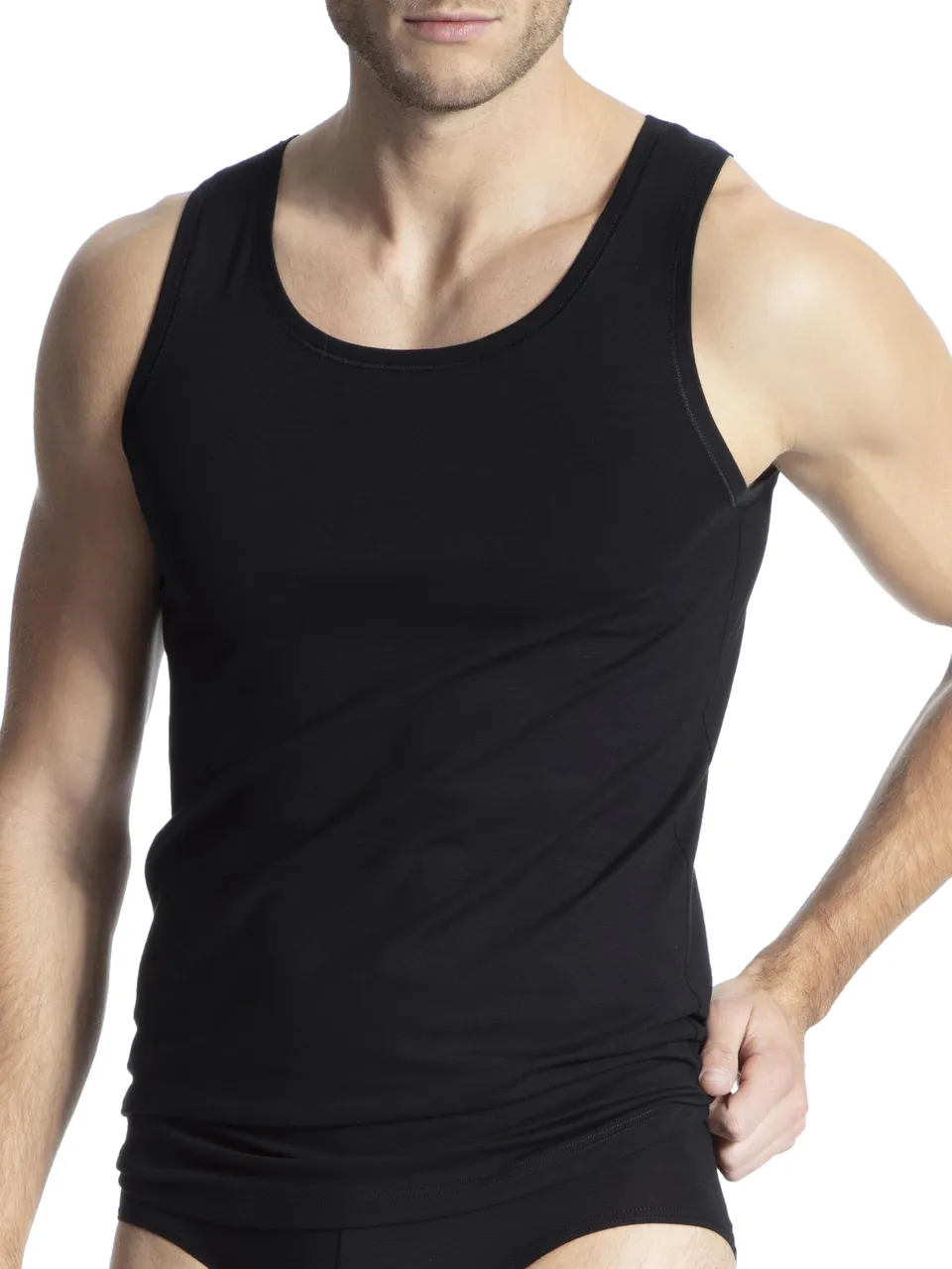 calida-cotton-code-unterhemd-herren-schwarz-baumwolle image 1