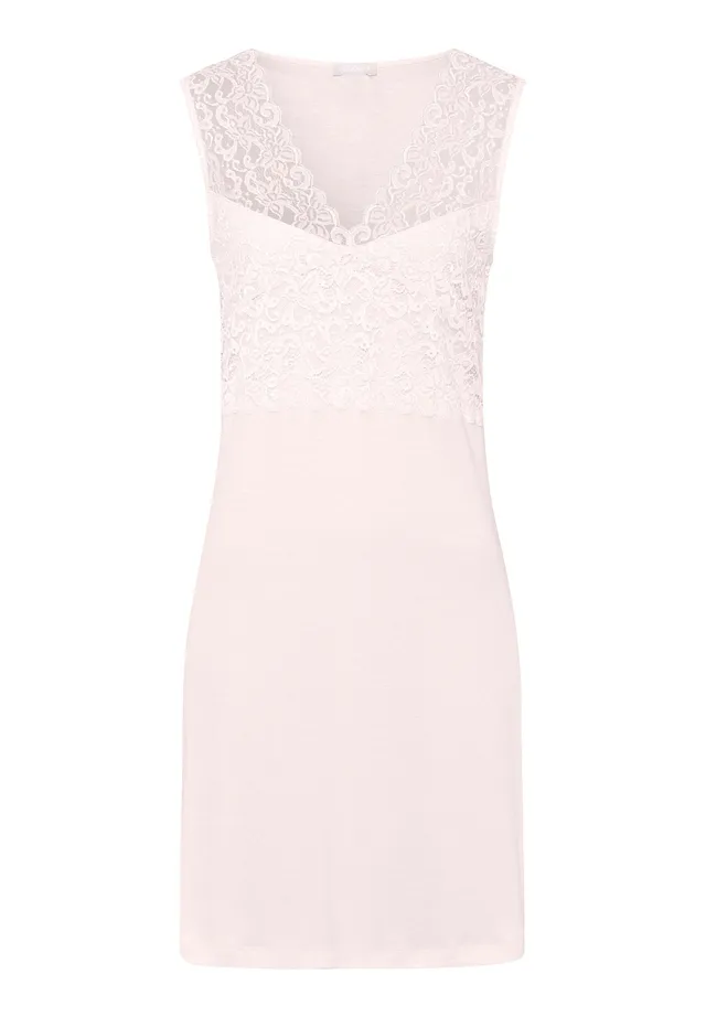 hanro-moments-nachthemd-crystal-pink-baumwolle-spitze-90cm image 1