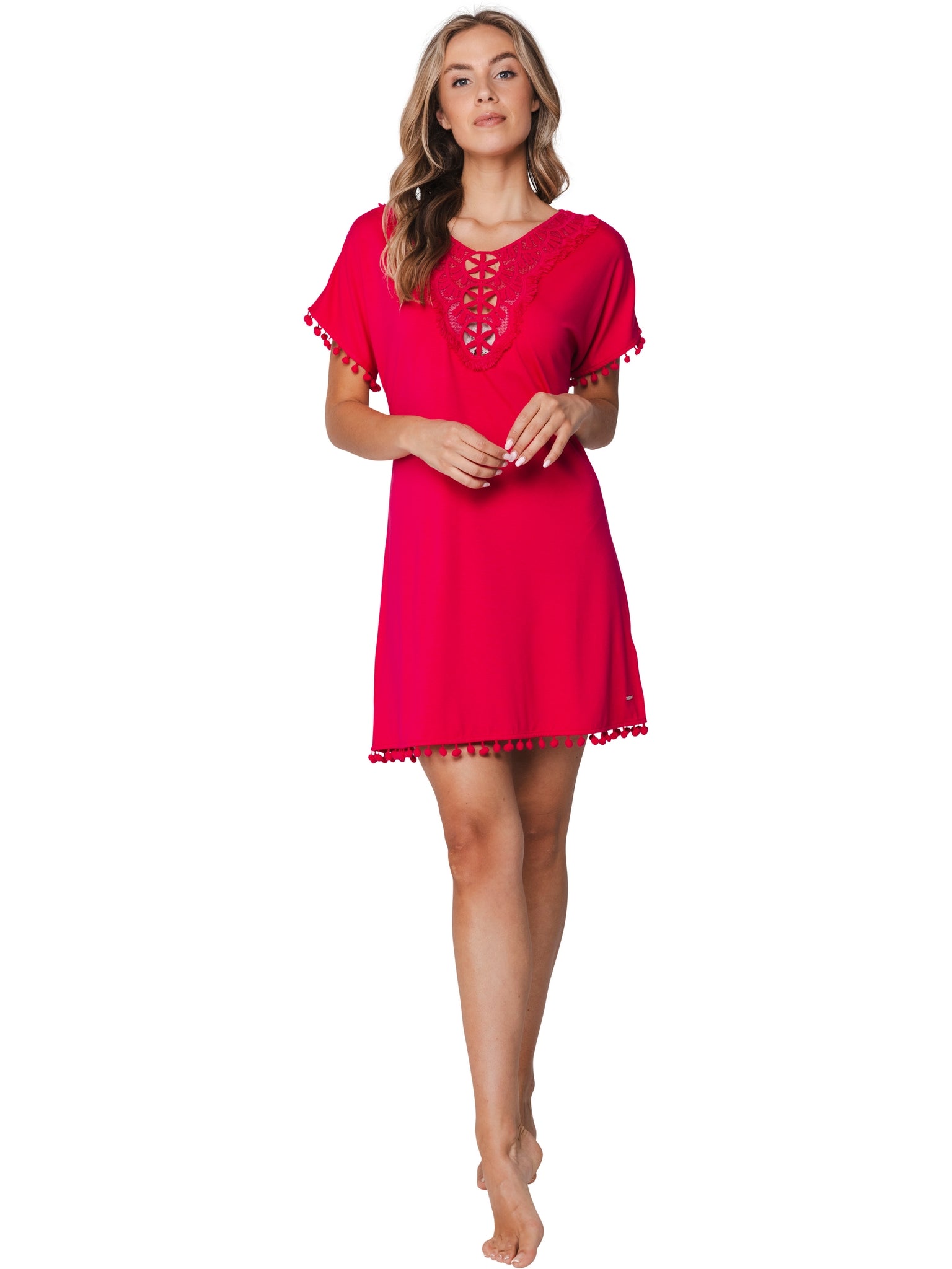 pastunette-tropic-oasis-strandkleid-dunkelrosa-spitze image 2