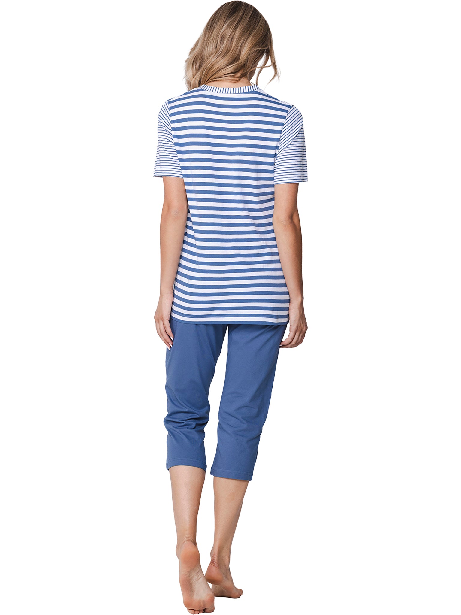 pastunette-stone-blue-pyjama-gestreift-blau-3-4-hose-baumwolle image 4