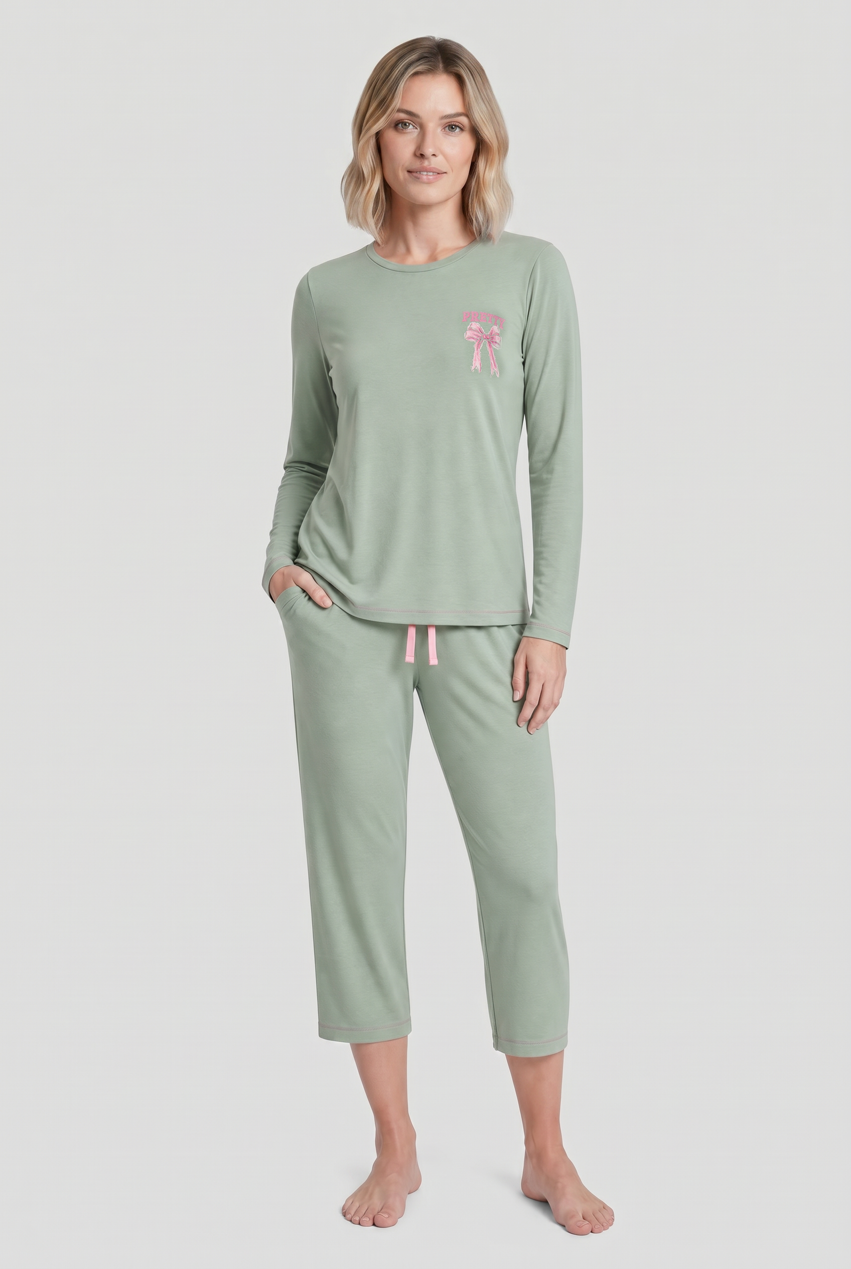 r-sch-be-happy-7-8-hose-karo-print-pyjamahose-gr-n-baumwolle image 4