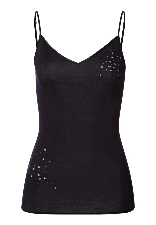 hanro-cotton-seamless-spaghettitop-schwarz-baumwolle image 1