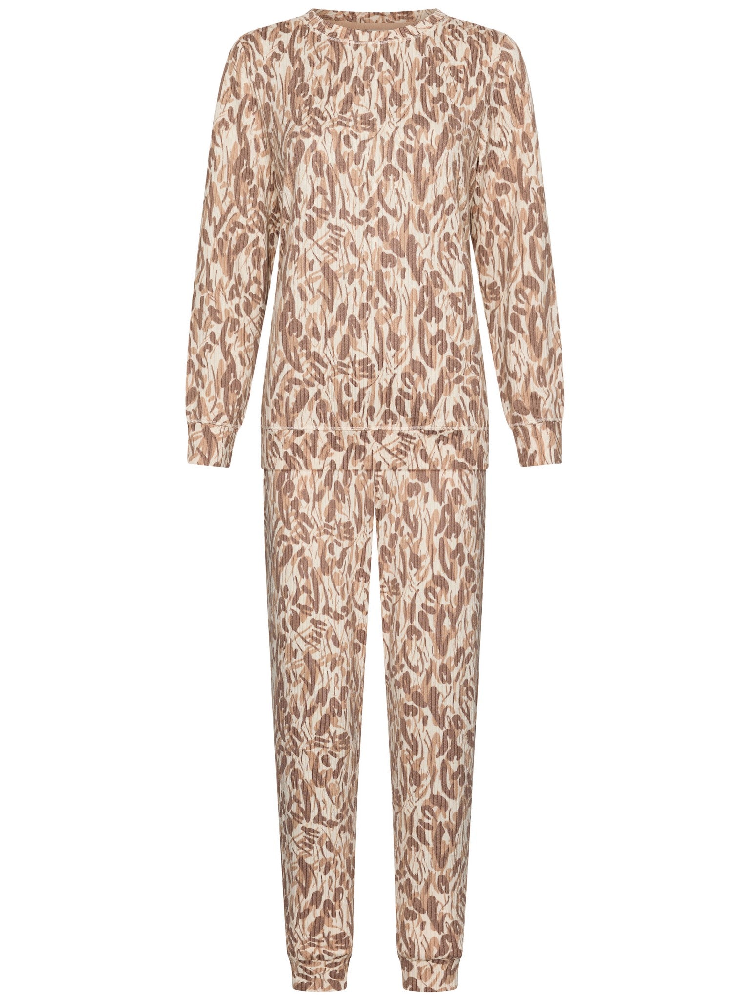 pastunette-mirage-damen-pyjama-fleece-beige-leo image 1