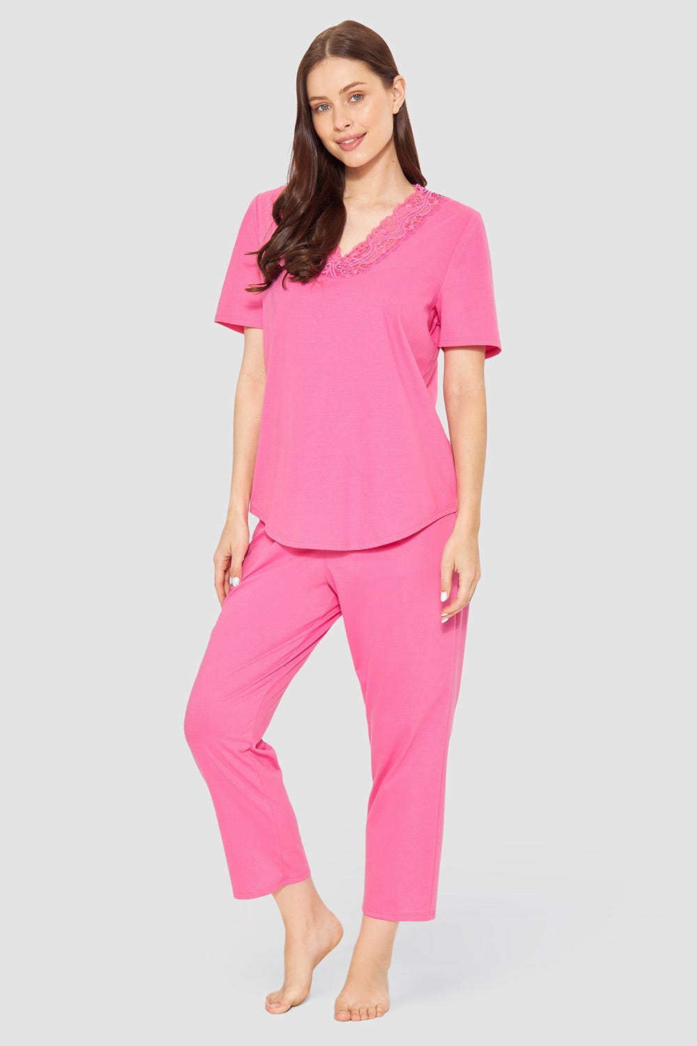 r-sch-be-happy-pyjama-7-8-schlafanzug-pink-mit-spitze image 1