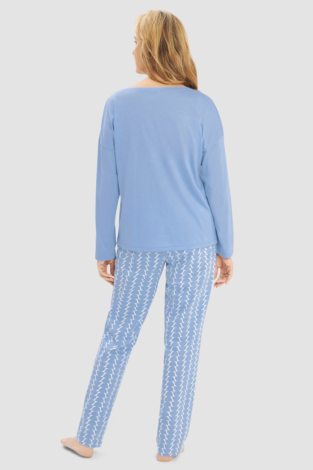 r-sch-be-happy-pyjama-damen-blau-lang-retromuster image 3
