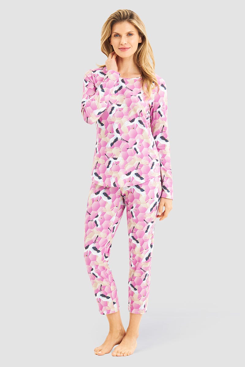 r-sch-be-happy-7-8-hose-pink-schlafhose-kranich-dessin image 4