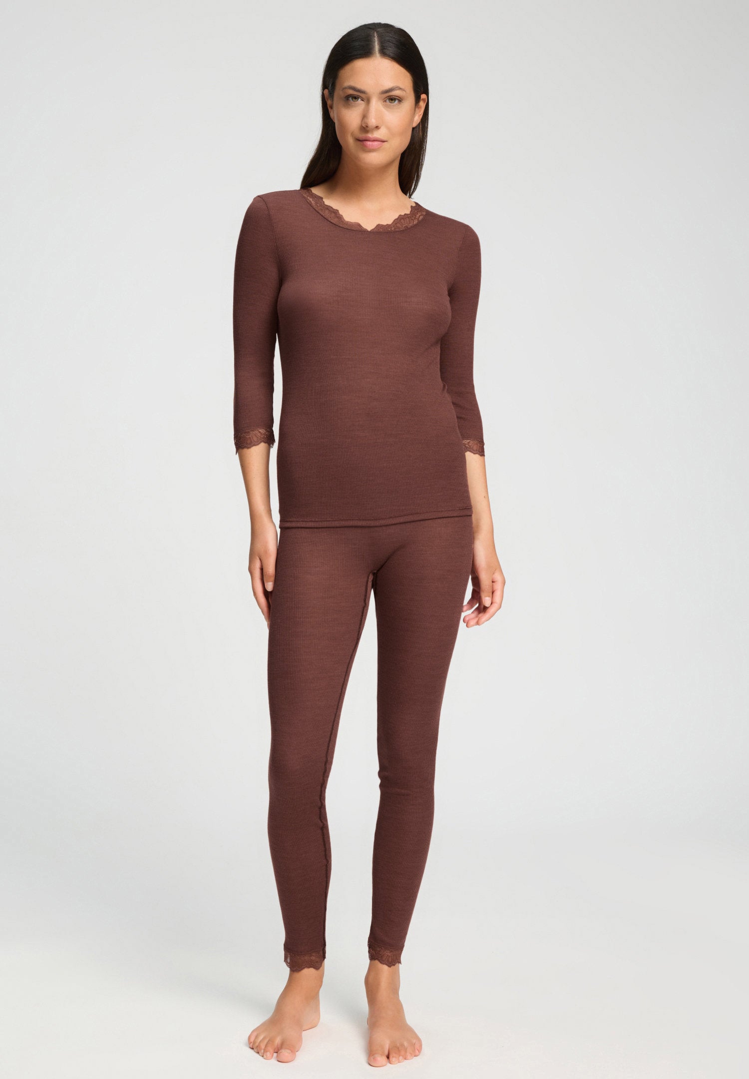 hanro-woolen-lace-shirt-3-4-arm-cinnamon-wolle-seide image 5
