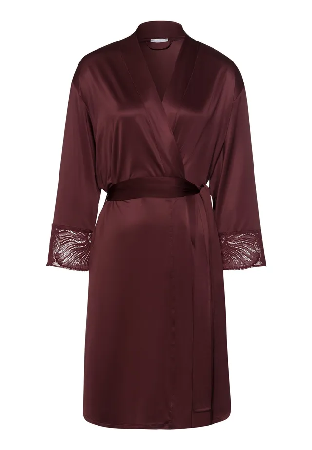 hanro-lilith-kimono-morgenmantel-vivid-brown-spitze image 1