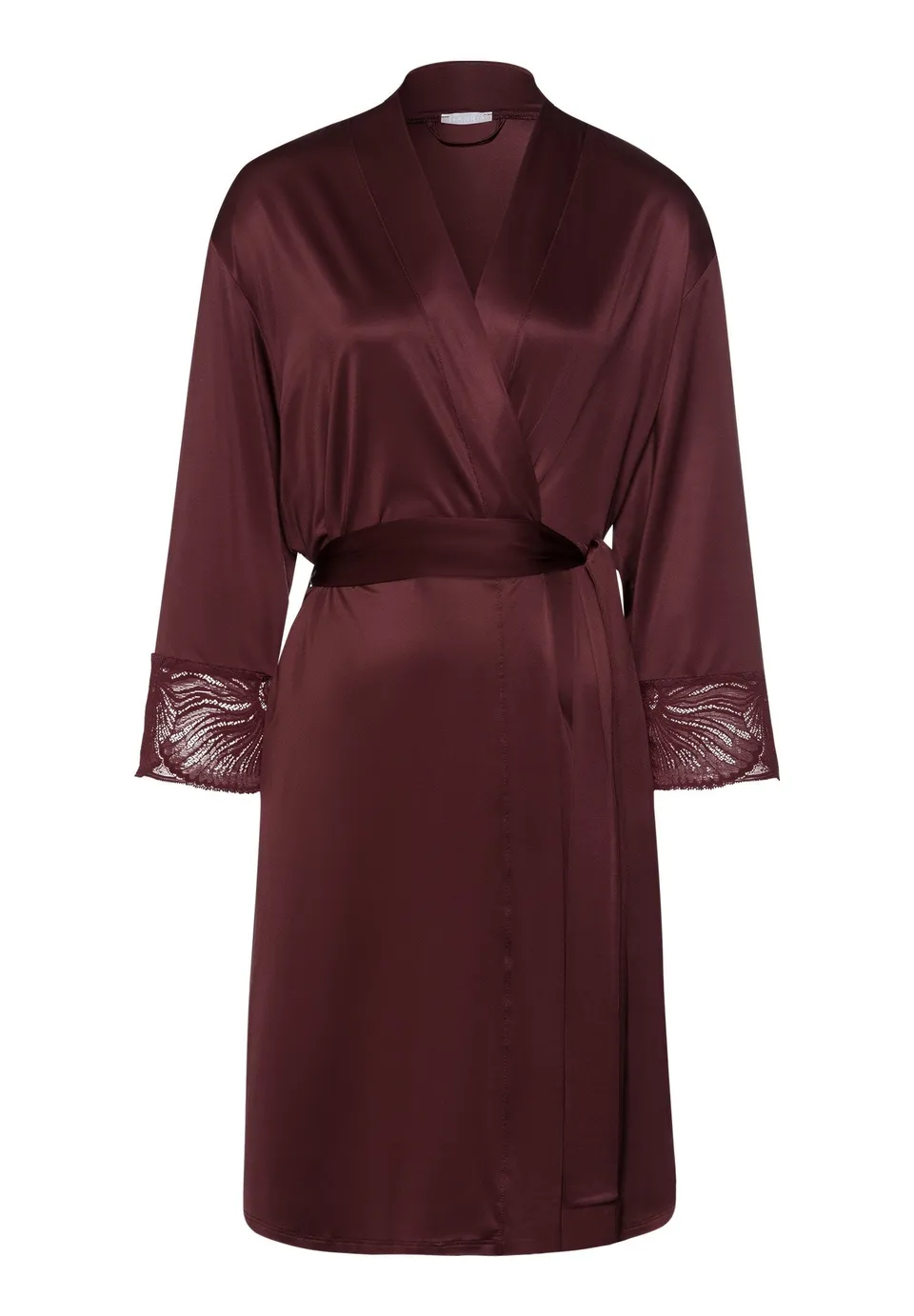 hanro-lilith-kimono-morgenmantel-vivid-brown-spitze image 1
