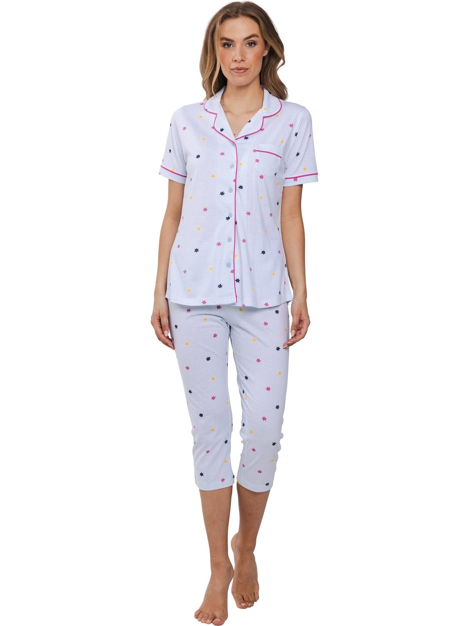 pastunette-rebelle-relax-pyjama-baumwolle-hellblau-blumen-gr-38 image 2