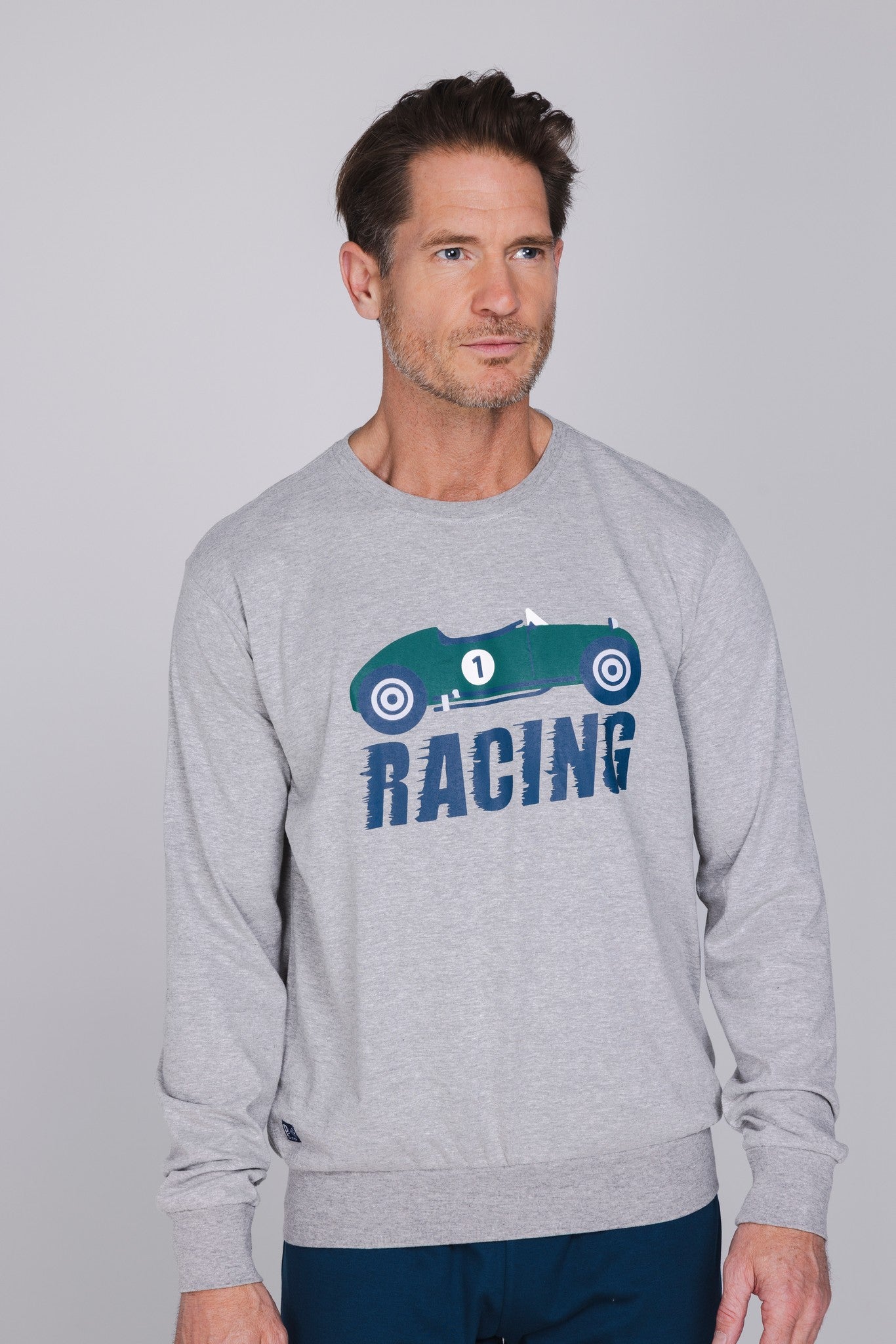 pastunette-night-racer-pyjama-herren-grau-baumwolle image 6