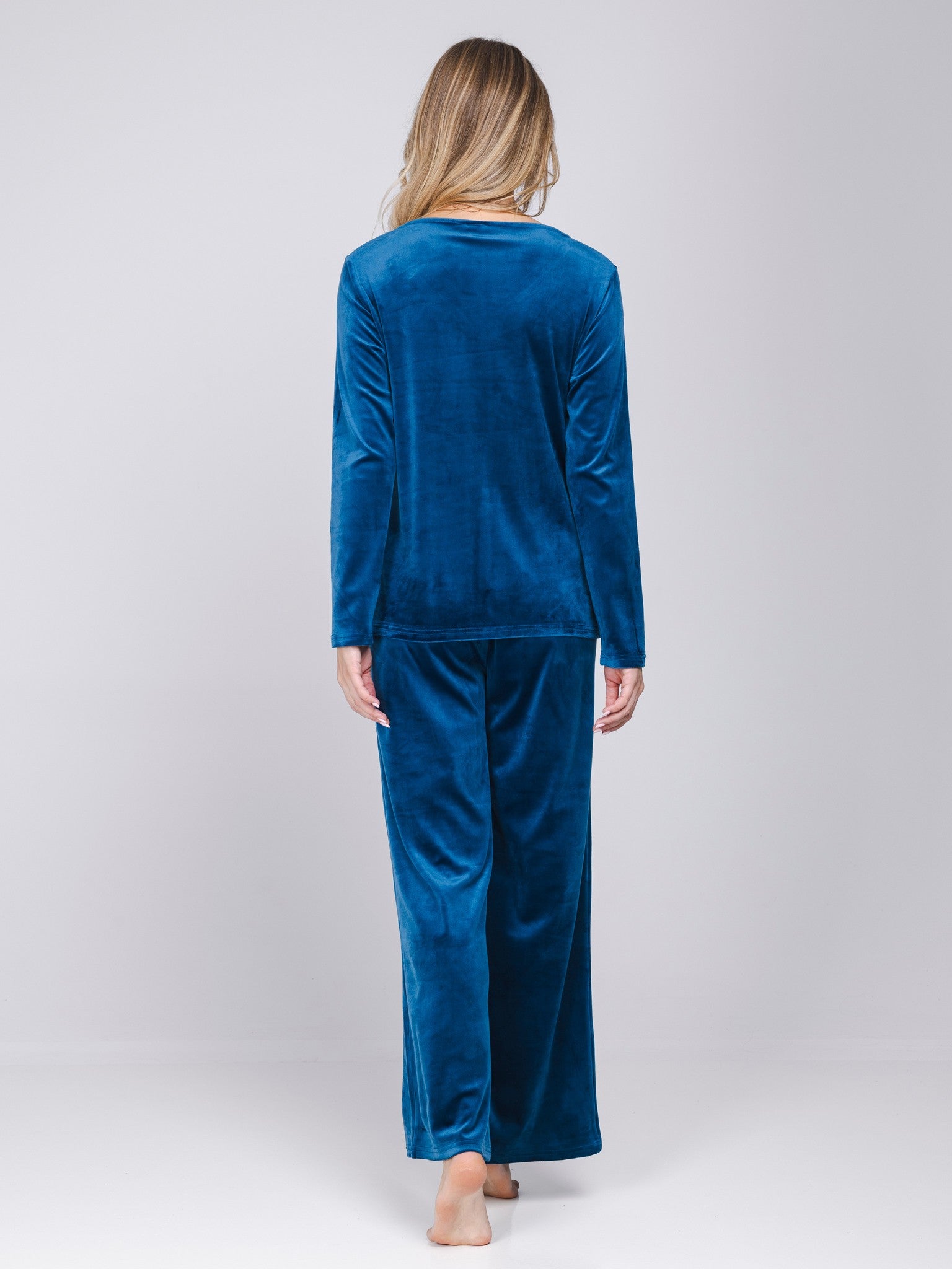 pastunette-premium-blue-mirage-pyjama-blau-velours-spitze image 5