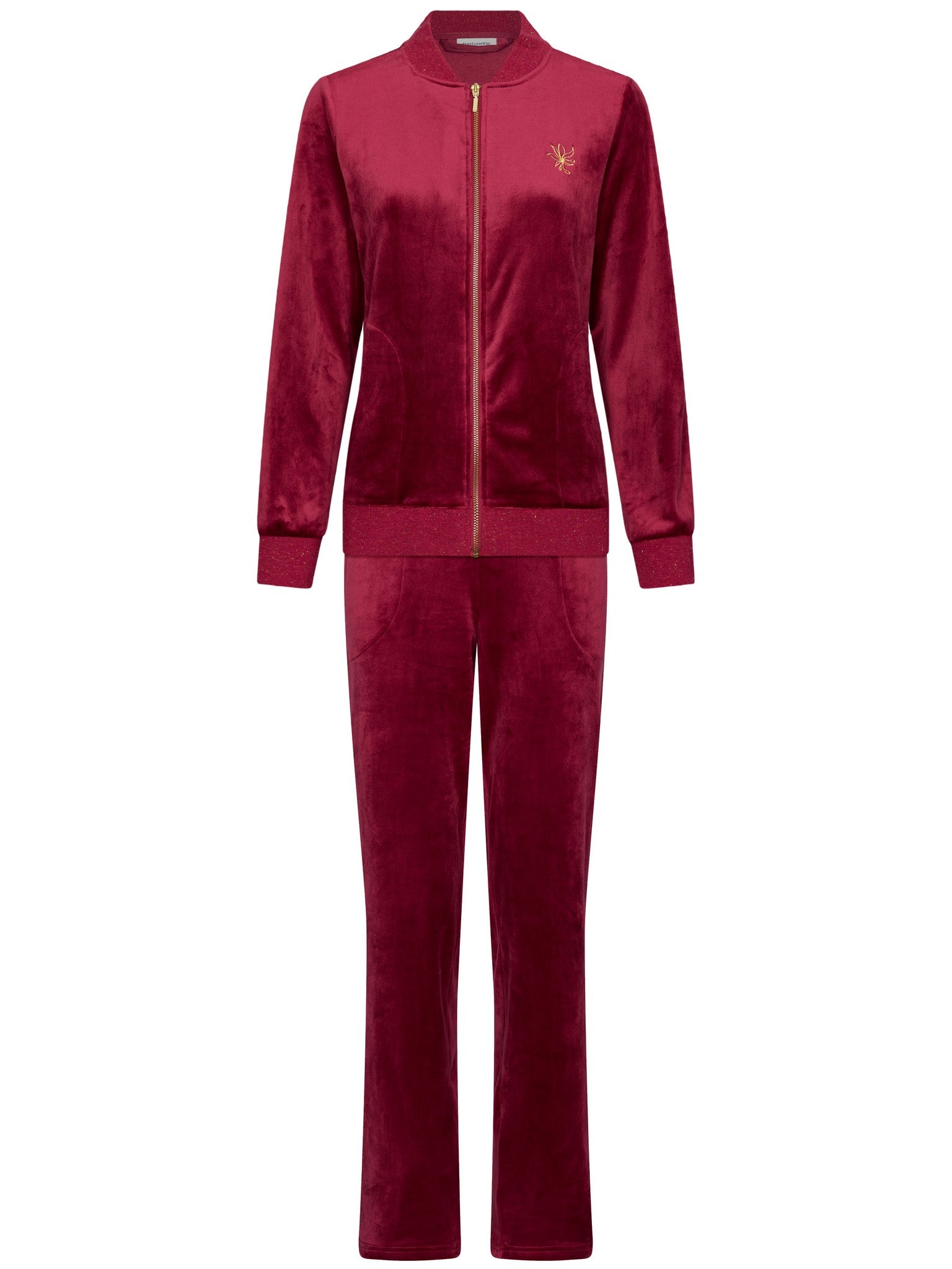 pastunette-rosewood-comfort-hausanzug-dunkelrot-velours image 1