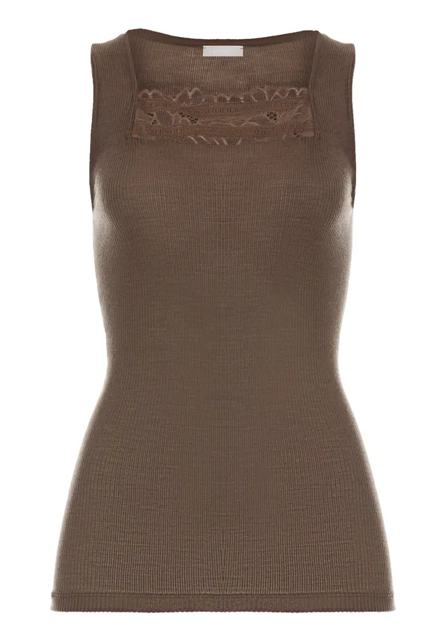 hanro-marcia-tank-top-natural-teak-seide-spitze-nahtlos image 1