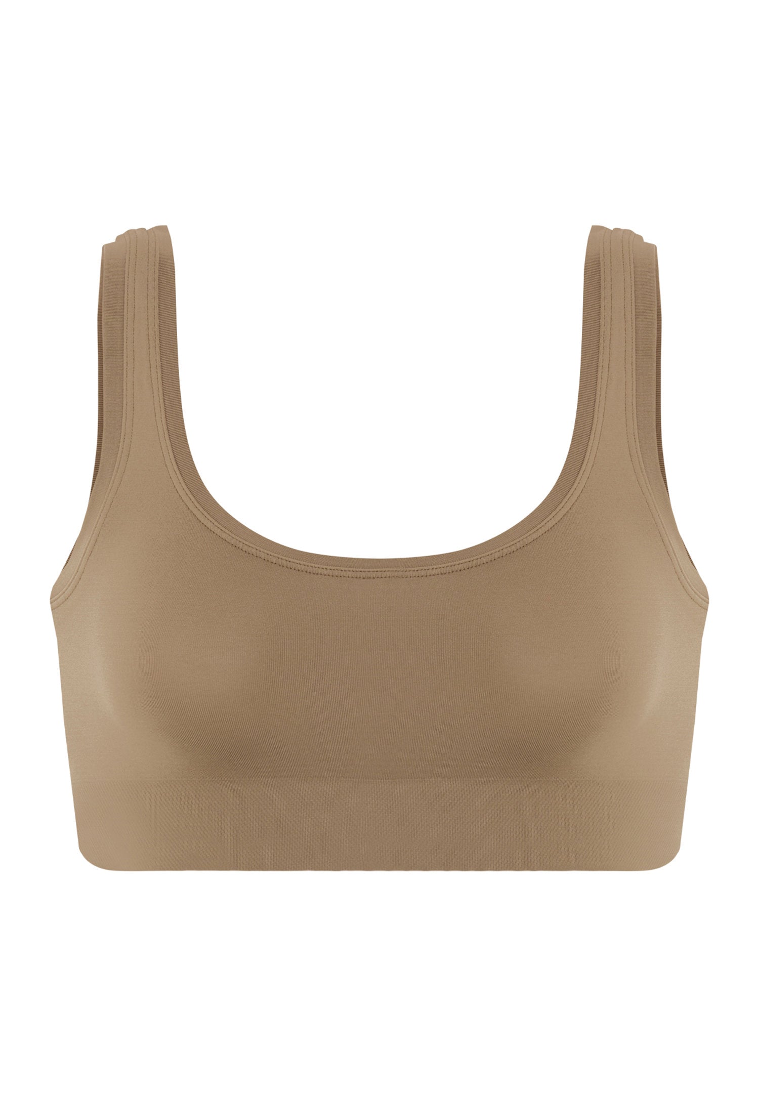 hanro-touch-feeling-crop-top-bustier-suede-camel-microfaser image 1
