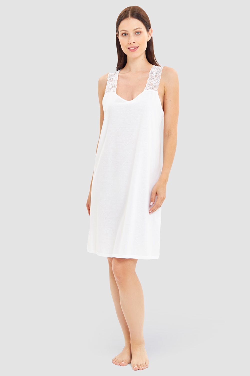 r-sch-be-happy-nachthemd-knielang-negligee-wei-spitze image 1