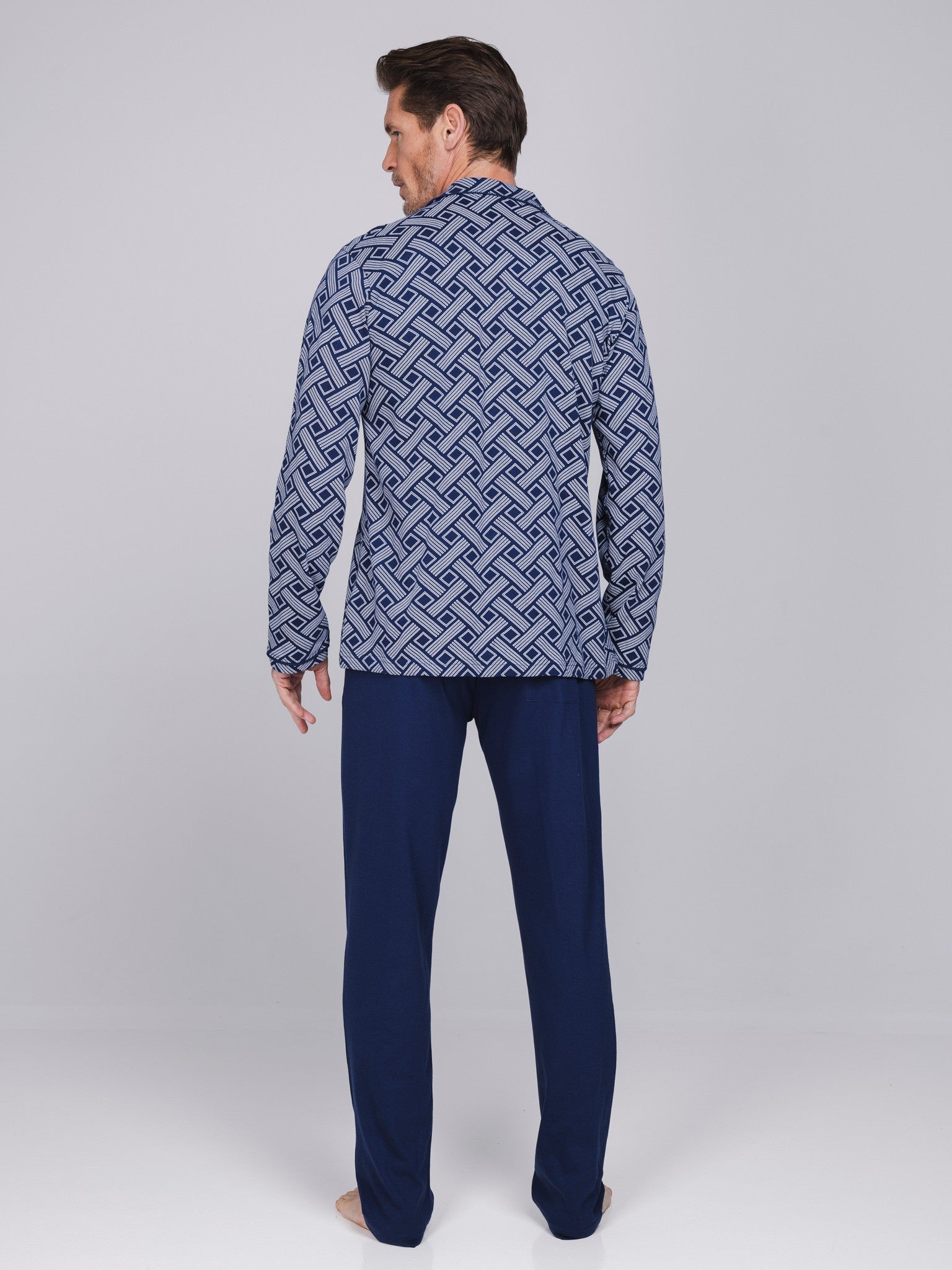 pastunette-blue-draft-herrenpyjama-baumwolle-dunkelblau image 4