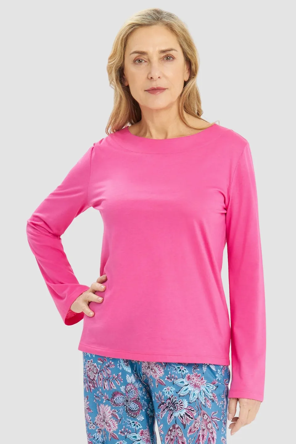 r-sch-be-happy-shirt-langarm-boat-neck-pink-single-jersey image 1