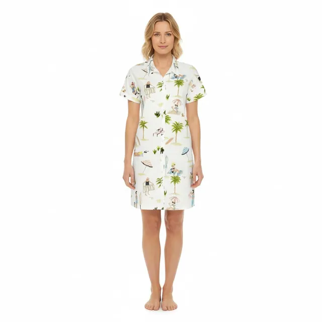 ringella-beach-damen-nachthemd-beach-motiv-kurzarm-modal-90cm image 1