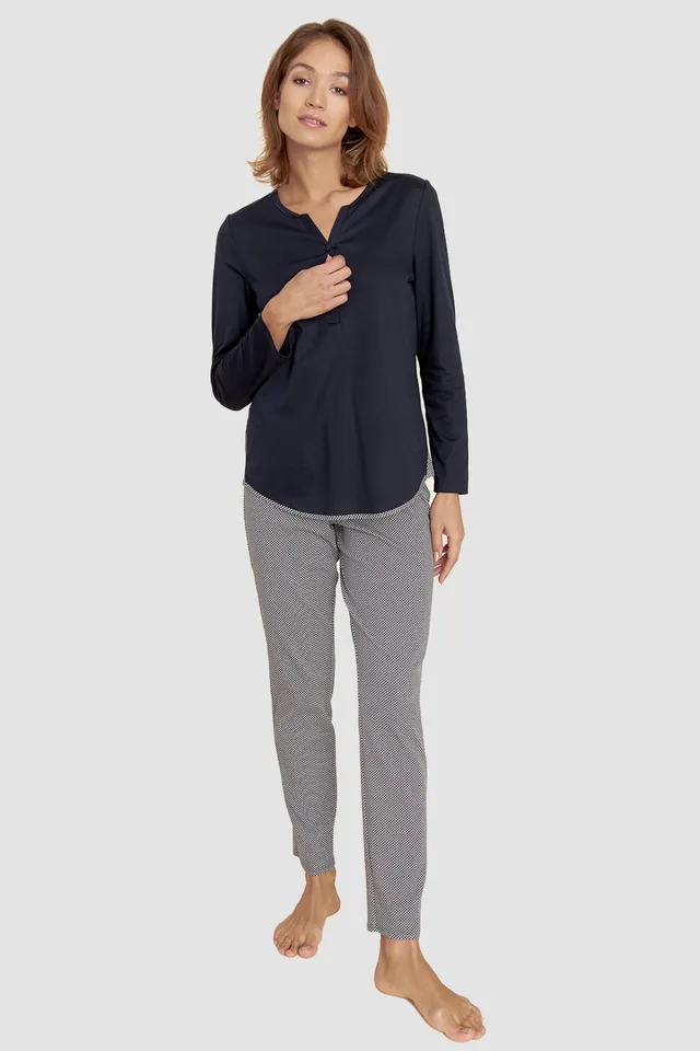 r-sch-be-happy-pyjama-lang-punktedruck-schlafanzug-blau image 1