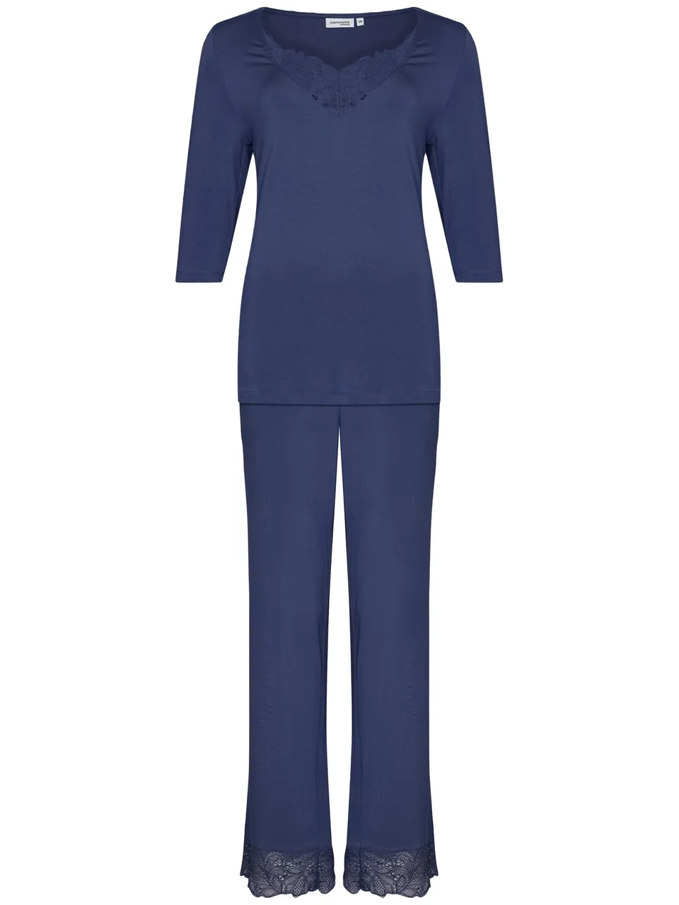pastunette-premium-midnight-pyjama-blau-viskose-spitze image 1