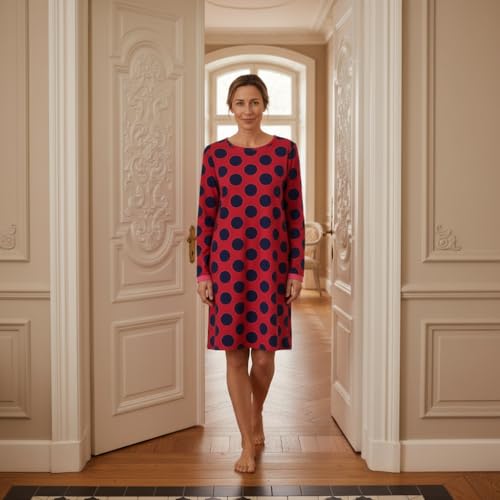 ringella-sleepshirt-nachthemd-langarm-polka-dots-burgund-navy image 7