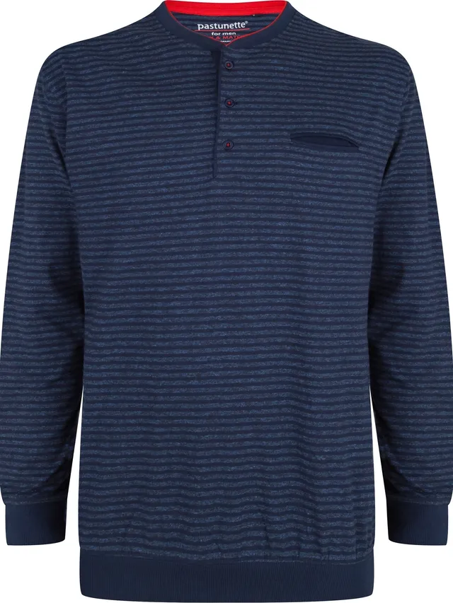 pastunette-schlafshirt-langarm-dunkelblau-streifen-baumwolle image 1