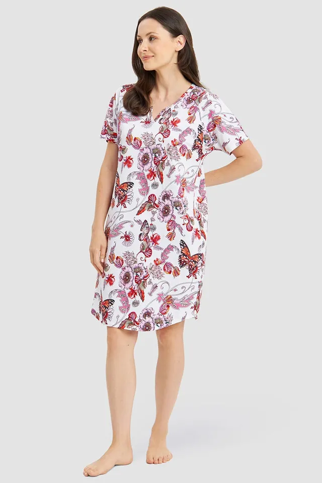 r-sch-be-happy-nachthemd-knielang-baumwolle-rosa-schmetterling image 1