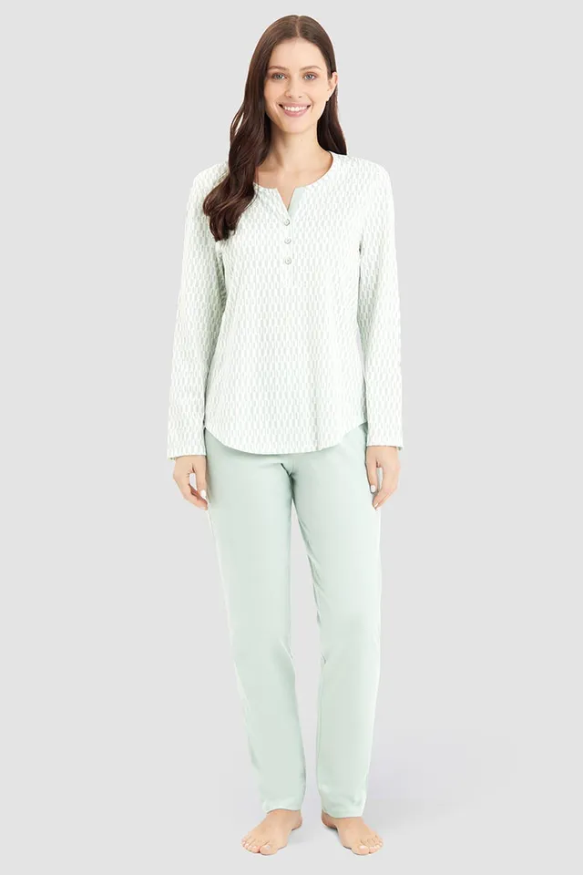 r-sch-be-happy-pyjama-lang-langarm-gr-n-grafikprint image 1