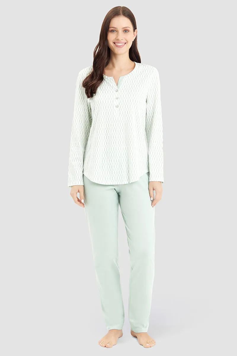 r-sch-be-happy-pyjama-lang-langarm-gr-n-grafikprint image 1
