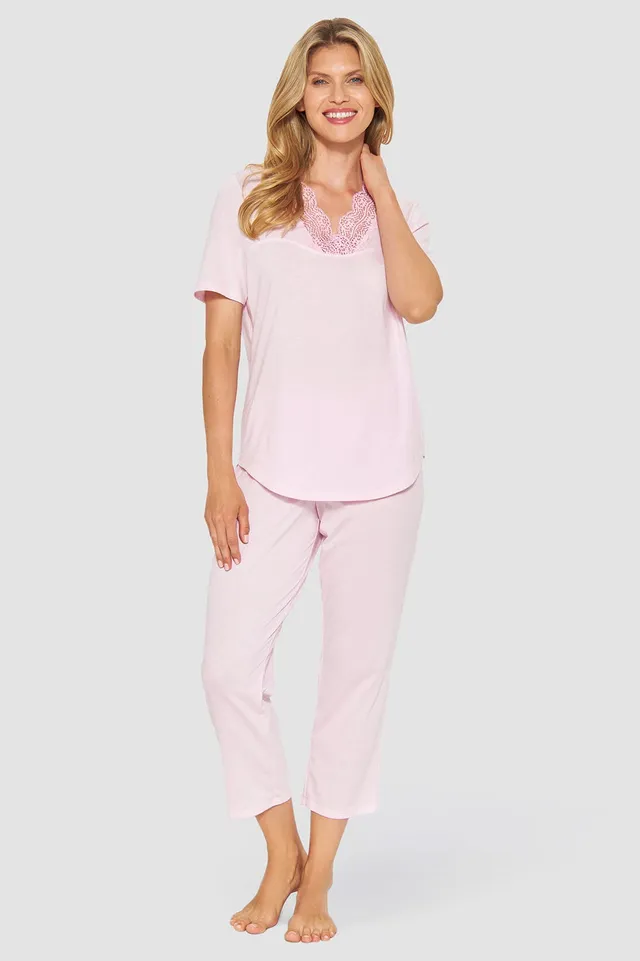 r-sch-be-happy-pyjama-7-8-rosa-kurzarm-mit-spitze image 1