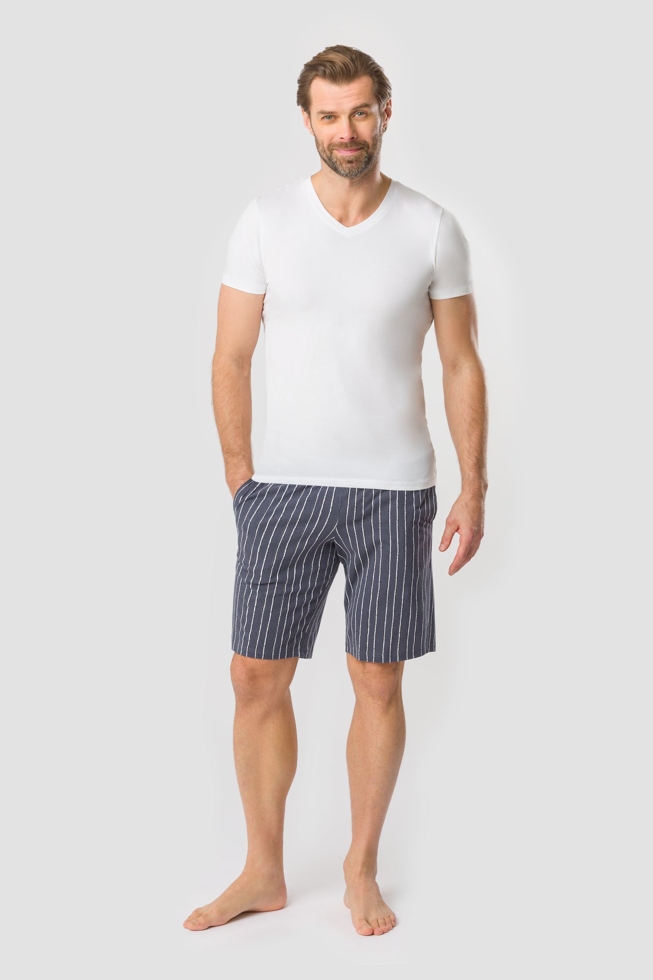 r-sch-be-happy-herren-bermuda-pyjamahose-blau-streifen image 4
