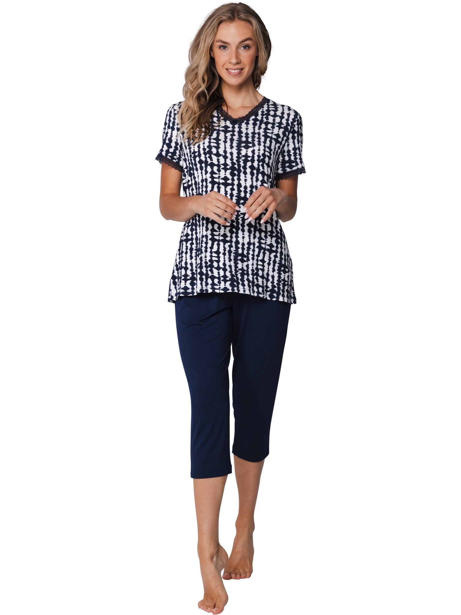 pastunette-premium-indigo-flow-pyjama-blau-mit-spitze image 3